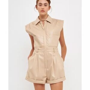 NWT Grey Lab Faux Leather Romper Size L Fair Condition